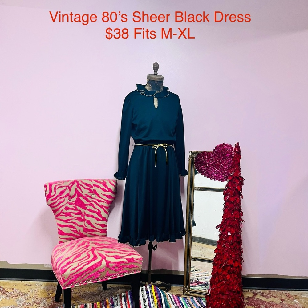 Cute 80’s Sheer Black Dress